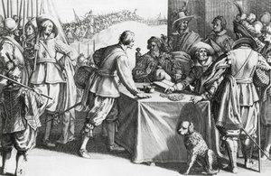Söldner bezahlen, Gravur von Stefano della Bella von Stefano della Bella