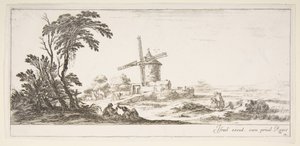 Tafel 10: Eine Familie im Vordergrund, verschiedene Figuren und Pferde im Mittelgrund, ca. 1641
