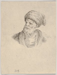 Tafel 12: Büste eines alten türkischen Mannes mit Turban, nach links blickend, aus Verschiedene, 1650