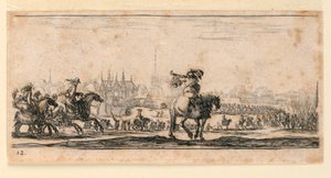 Tafel 12, aus "Desseins de Queleques Conduites de Troupes, Canons, et Ataques de Villes" von Stefano della Bella