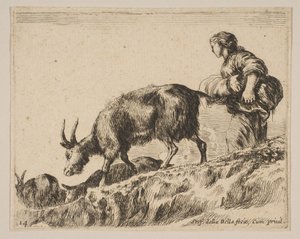 Tafel 14: Schäferin hütet Ziegen, ca. 1641 von Stefano della Bella