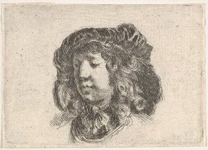 Kopf eines jungen Mannes in einer mit Federn geschmückten Mütze, ca. 1646