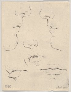 Platte 4: zwei Profile und drei Münder, aus Das Buch zum Zeichnenlernen Livre po..., ca. 1649 von Stefano della Bella