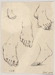 Tafel 7: Fünf Füße, aus Das Buch zum Zeichnen lernen Livre pour apprendre à dessiner, ca. 1649 von Stefano della Bella