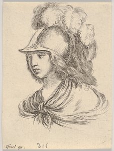 Tafel 9: Büste der Minerva, mit einem Helm mit Federn, nach links blickend, aus ..., 1650
