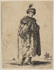 Polnischer Mann mit Schnurrbart, der einen Pelzmantel und einen Hut mit Feder trägt, ca. 1648
