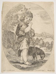 Johannes der Täufer beißt in ein Stück Obst (ca. 1641) von Stefano della Bella