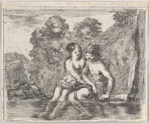 Salmacis und Hermaphrodit, aus Spiel der Mythologie von Stefano della Bella
