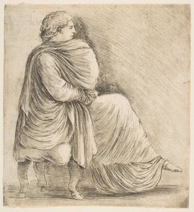 Sitzende Frau im Profil nach antikem Basrelief, ca. 1660 von Stefano della Bella