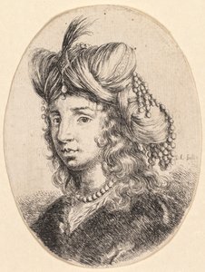Mehrere Köpfe im persischen Stil: Porträt, Sultana mit einer Perlenkette und einem Turban..., 1649