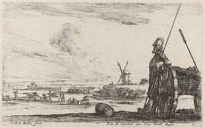 Soldat in Rüstung und eine Kanone, ca. 1641 von Stefano della Bella