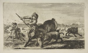 Hirsch in der Enge, aus Tierjagden Chasses à différents animaux, ca. 1654