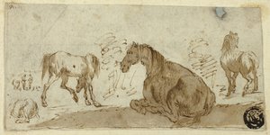 Studien von Pferden in einer Landschaft von Stefano della Bella