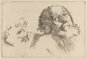 Studie von Köpfen, einer nach rechts und der andere nach links gedreht von Stefano della Bella