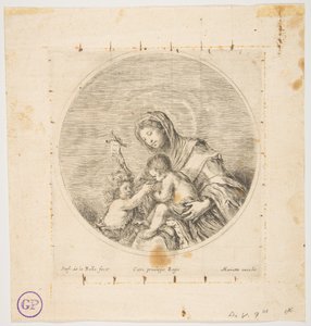 Die Jungfrau und das Kind mit dem heiligen Johannes, eine runde Komposition, ca. 1641 von Stefano della Bella