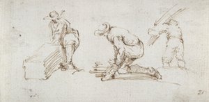 Drei Figurenstudien von Stefano della Bella