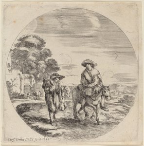 Zwei Bauern auf Reisen in einer Landschaft