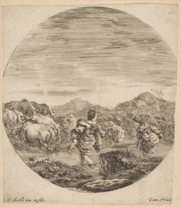 Zwei Frauen überqueren einen Bach, ca. 1646 von Stefano della Bella