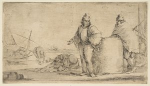 Zwei Matrosen mit einer Warenballen, ca. 1662 von Stefano della Bella