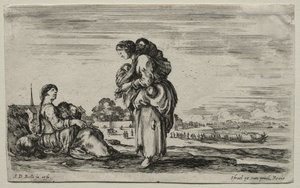 Verschiedene Figuren und Landschaften: Zwei Mütter unterhalten sich, 1649