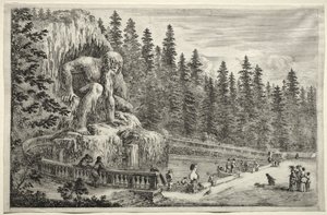 Ansichten der Villa von Pratolino: Kolossale Statue der Apenninen