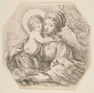 Jungfrau und Christuskind, eine achteckige Komposition, ca. 1649 von Stefano della Bella