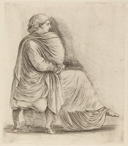 Frau auf einem Hocker sitzend von Stefano della Bella