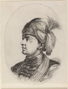Junger Mohr mit Federnturban, nach links gewandt