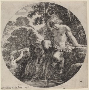 Junger Satyr am Ufer eines Baches von Stefano della Bella