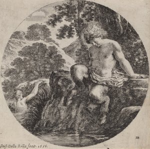 Junger Satyr am Ufer eines Baches, 1656 von Stefano della Bella