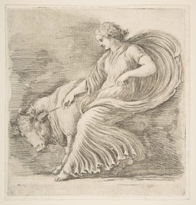Junge Frau versucht, einen Stier zu stoppen, ca. 1660 von Stefano della Bella