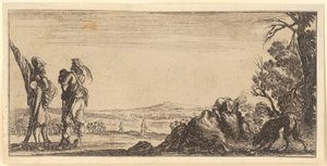 Zwei Soldaten vor einer Ebene von Stefano della Bella