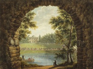 Ansicht der Datscha von Prinz Stroganov bei Sankt Petersburg von Stepan Philippovich Galaktionov