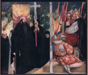 Die Aufnahme des Heiligen Augustinus durch Ethelbert von Stephen Reid