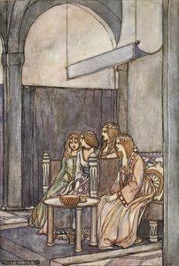 Dort saßen die drei Jungfrauen mit der Königin, Illustration aus 