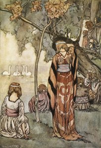 Sie machten ein Lager und die Schwäne sangen für sie, Illustration aus 