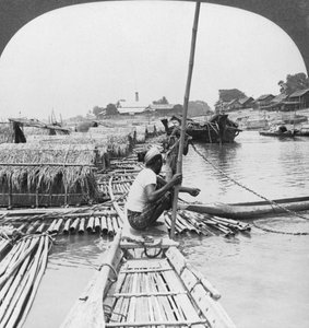 Flöße auf dem Irrawaddy-Fluss, Mandalay, Burma, 1908 von Stereo Travel Co