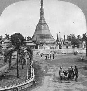 Sule-Pagode von der Pagodenstraße, Rangun, Burma, 1908 von Stereo Travel Co