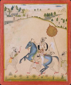 Maharana Amar Singh II reitet ein Jodhpur-Pferd, ca. 1700-1710 von Stipple Master