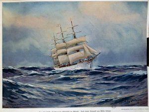 Das Segel der Großherzogin Elisabeth. Aquarell von Willy Stower, 1909. Paris, Kunstgewerbemuseum