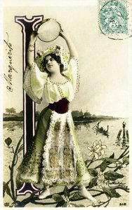 Mlle Fischer, Künstlerin aus den 1900er Jahren - Alphabet auf Postkarte
