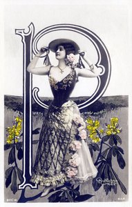 P: Mlle Lolita, Künstlerin aus den 1900er Jahren - Alphabet in Postkarte