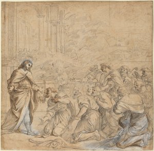 Joseph offenbart sich seinen Brüdern in Ägypten von Studio of Pier Francesco Mola