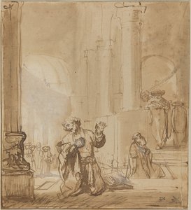 Das Gleichnis vom Zöllner und Pharisäer von Studio of Rembrandt van Rijn