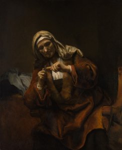 Alte Frau schneidet ihre Nägel, ca. 1655-60 von Style of Rembrandt