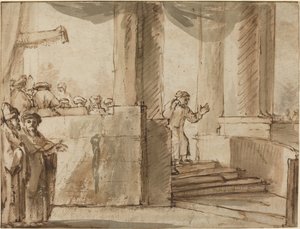 Judas verlässt den Hohepriester von Style of Rembrandt van Rijn