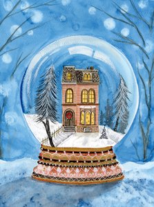 Gemütliches Winterhaus-Globus von Suchi Deb
