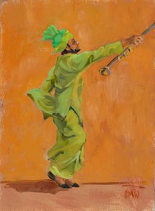 Indische grüne Tänzerin mit Chimta von Sue Wales
