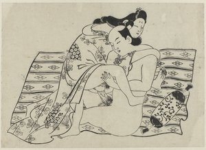 Erotische Darstellung (Hana ni Yosurukyo) von Sugimura Jihei (attributed to)