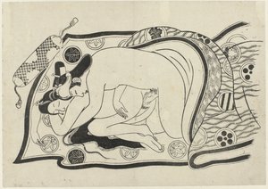 Erotische Darstellung (Hana ni Yosurukyo) von Sugimura Jihei (attributed to)